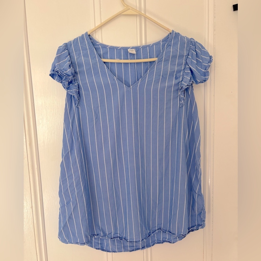 Old Navy Striped Blouse, Ruffled Sleeves